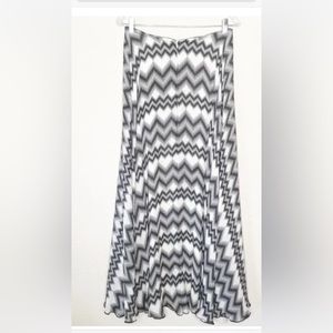 Parker Black White Chevron Patterns Floor Length Maxi Skirt 6